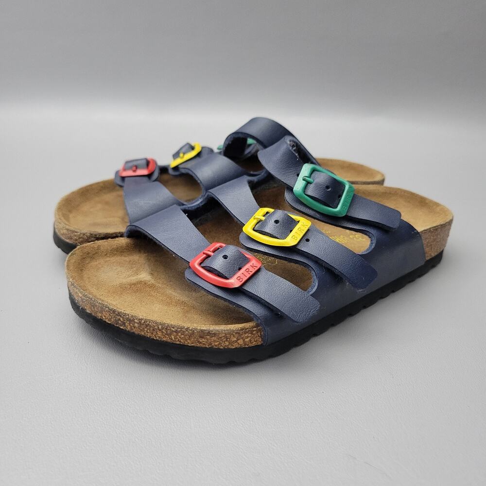 Birkenstock Florid Kids Size US 2 EU 33 Blue 3 Strap Sandals Multicolor Buckles